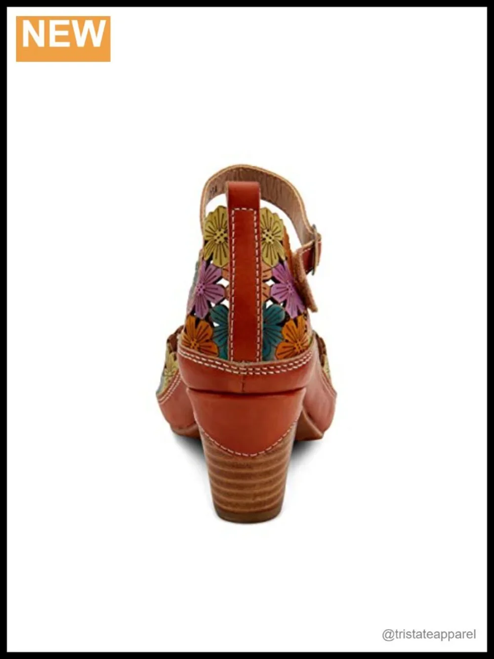 Hand-Painted Leather Ankle Strap Platform Heeled Sandals